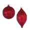 Sequined Red Glass Ball & Teardrop Ornament Set